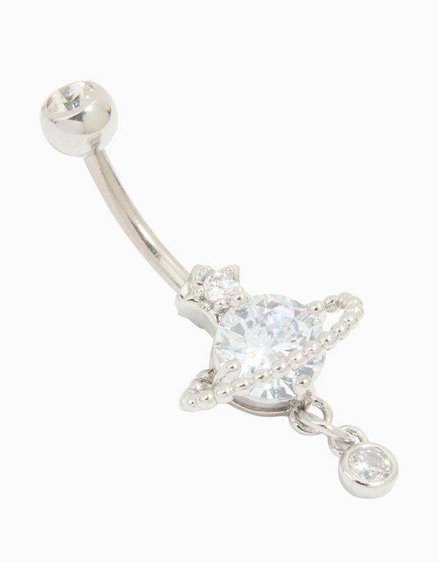 Lovisa - Titanium Cubic Zirconia Planet Belly Bar