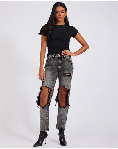 ONE TEASPOON - Rodeo Grey High Waist Awesome Baggies Denim Jeans