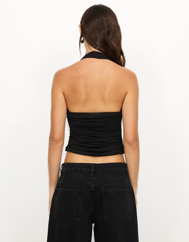 Dazie - Pearl Mesh Halter Top