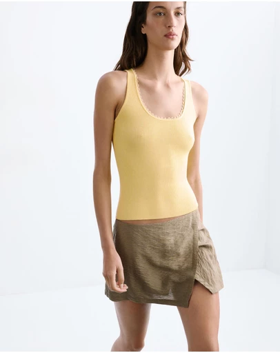 M.N.G - Ribbed Top with Lace Detail