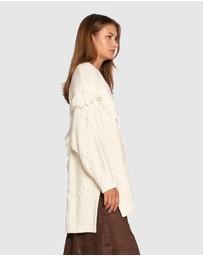 Belle & Bloom - Tassel Line Fringe Oversized Sweater