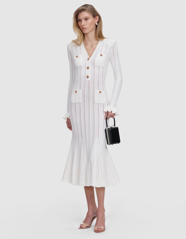 Self Portrait - Pointelle Knit Midi Dress