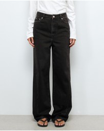 AERE - High Rise Seam Detail Wide Leg Jeans