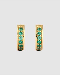 Elli Jewelry - Earrings Hoops Emerald 925 Sterling Silver Gold-Plated