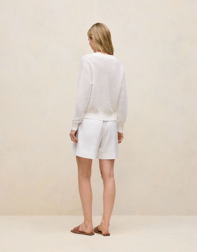 Trenery - Linen Relaxed Cardigan in Ivory