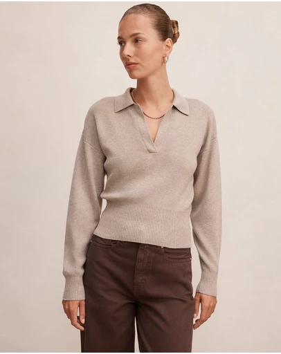 Forever New - Maddie Cinched Waist Knitted Polo Top