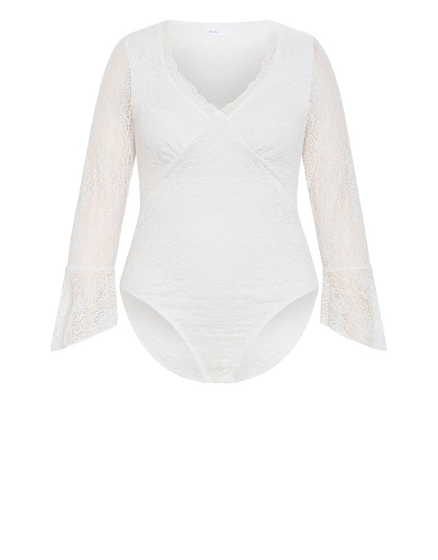 City Chic - Lola V Neck Lace Bodysuit