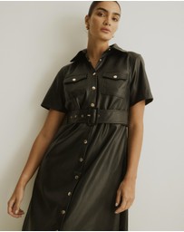 Atmos&Here - Frankie Leather Look Shirt Dress
