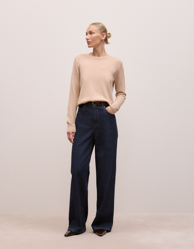 Trenery - Merino Classic Crew in Camel