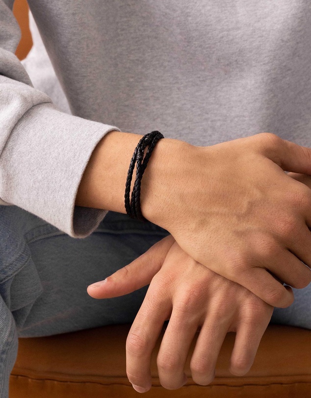 Nialaya Jewellery - Men's Wrap-Around Leather Bracelet