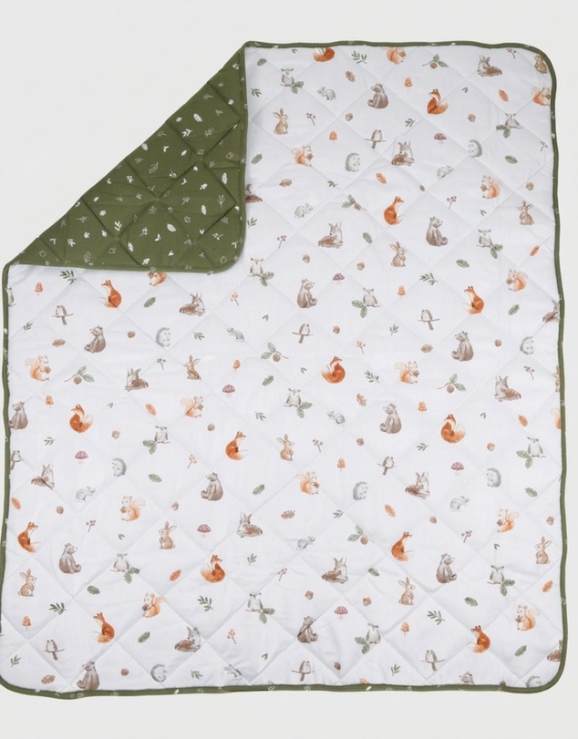Living Textiles - Reversible Quilted Cot Comforter - Fox & Friends