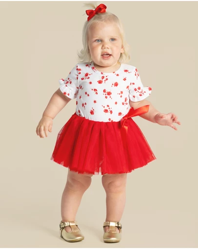 Designer Kidz - Alyssa Floral S/S Tutu Romper