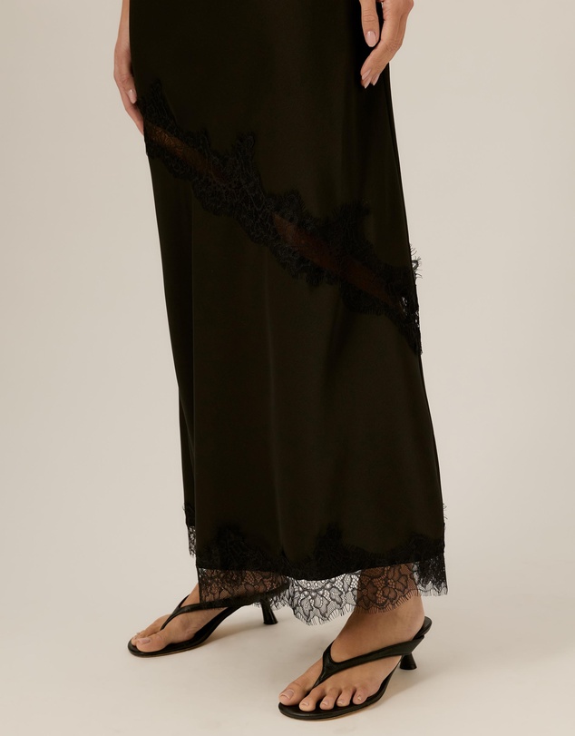 Tussah - Juliette Satin Lace Insert Maxi Skirt