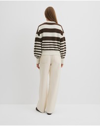 Country Road - Stripe Crop Crew Neck Knit