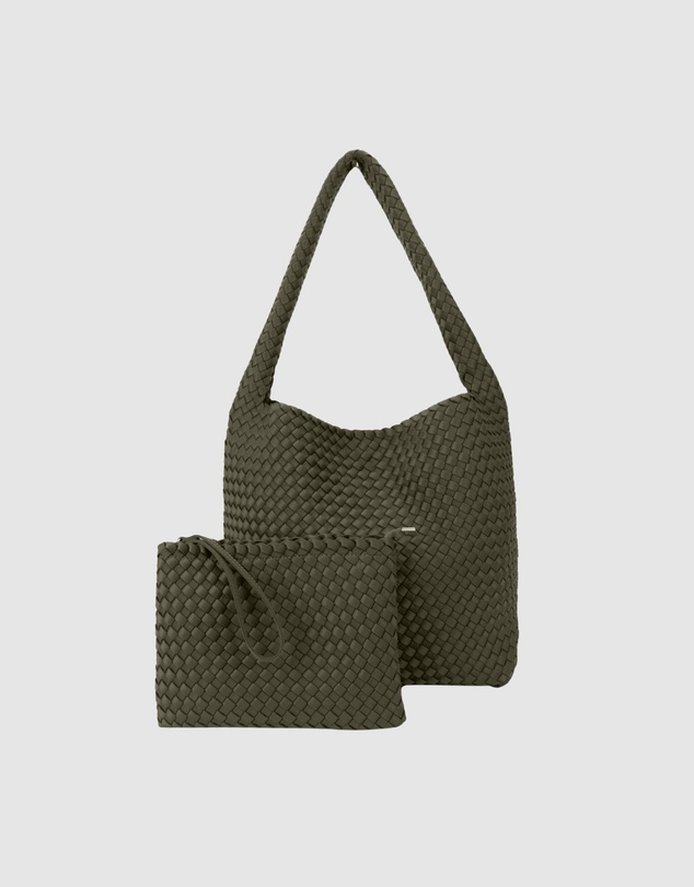 Chuchka - Woven Neoprene One Shoulder Tote Khaki