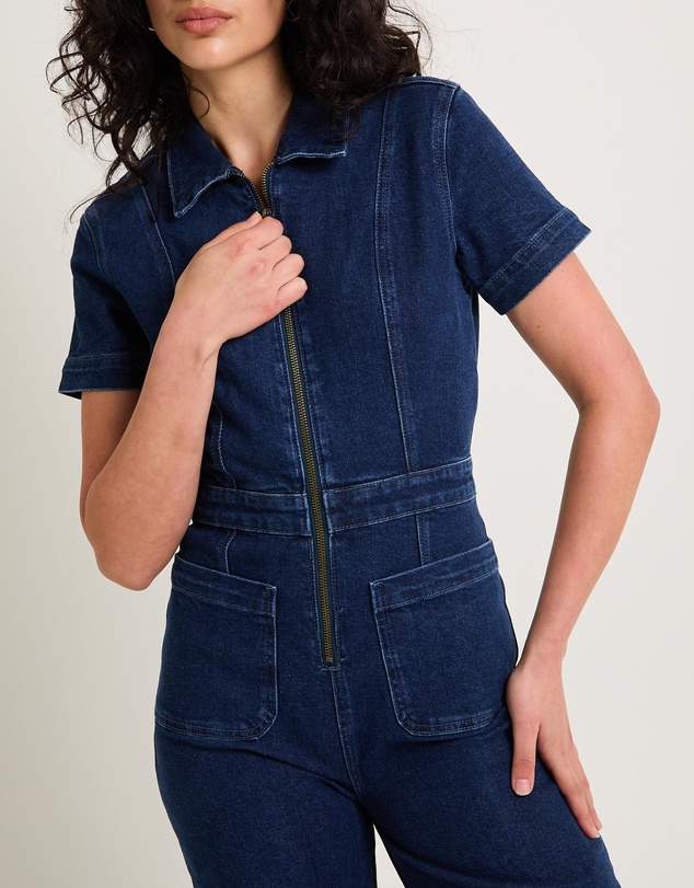 Insight - Nikki Denim Maxi Boiler Suit Mid 90's Blue