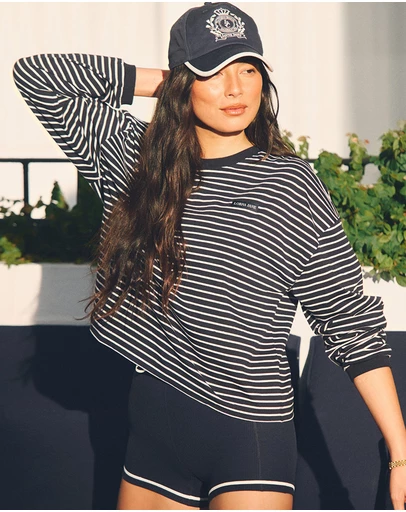 Lorna Jane - Summer Stripe Long Sleeve Lounge Top