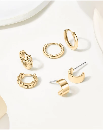 Mestige - Eterna Trio Hoops Set - 18K Gold Plated