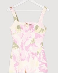 Revibe - Repaired BY JOHNNY. Edens Floral Square Peep Midi Dress - AU 6