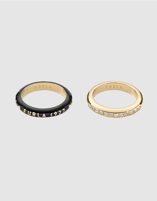 Furla - Furla 1927 Colour Edition Gold-Tone Black Enamel Rings