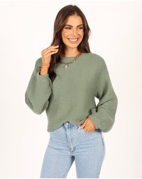Petal & Pup - Lakelyn Textured Knit Sweater - Khaki