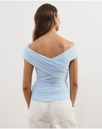 Atmos&Here - Ophelia Cross Off Shoulder Mesh Top