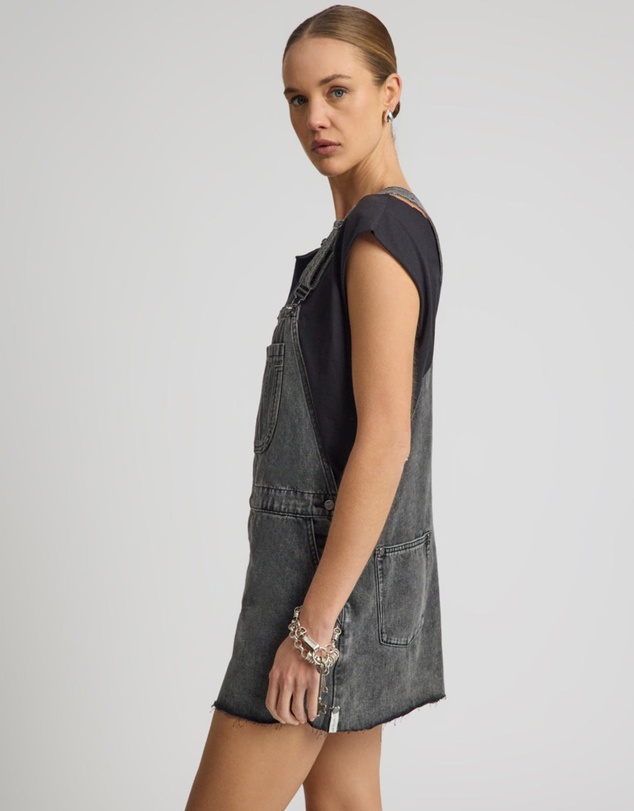 ONE TEASPOON - Raven Denim Mini Pini Dress - Washed Black