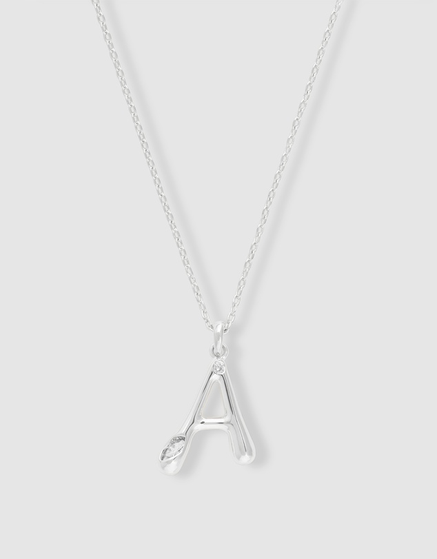 Wanderlust + Co - Alphabet Bubble Silver Necklace - Letter A