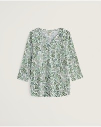 Seasalt - Seasalt Cornwall Green Kellow 3/4 Sleeve Jersey Top