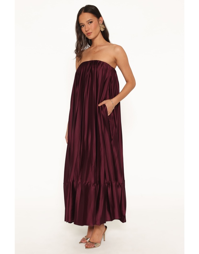 Petal & Pup - Nalania Strapless Maxi Dress - Sangria Red