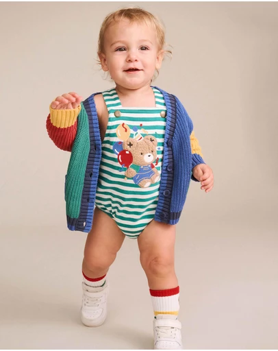 Huxbaby - Colour Block Peekaboo Hux Cardigan - Babies-Kids