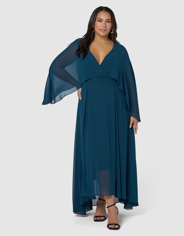 Pink Dusk by Curve Project - Electric Chemistry Cape Maxi Dress