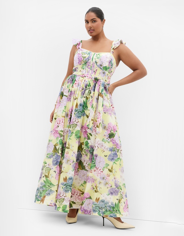 City Chic - Annika Hydrangea Print Cotton Maxi Dress
