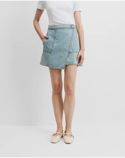 Country Road - Denim Wrap Mini Skirt