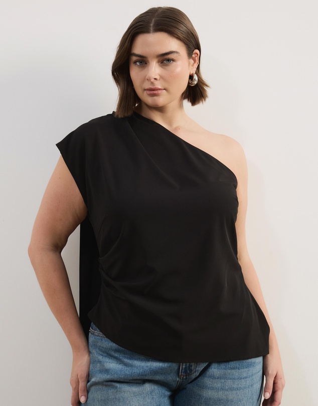 Atmos&Here Curvy - Charlotte One Shoulder Scarf Top