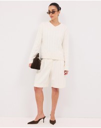 Calli - Leo Wool Blend Cable Knit Jumper