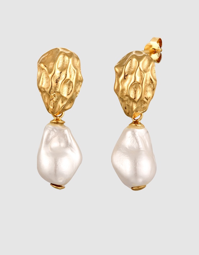 Elli Jewelry - Shell Pearl Stud Earrings in Gold-Plated 925 Silver