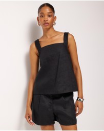 AERE - Straight Neck Tie Back Top