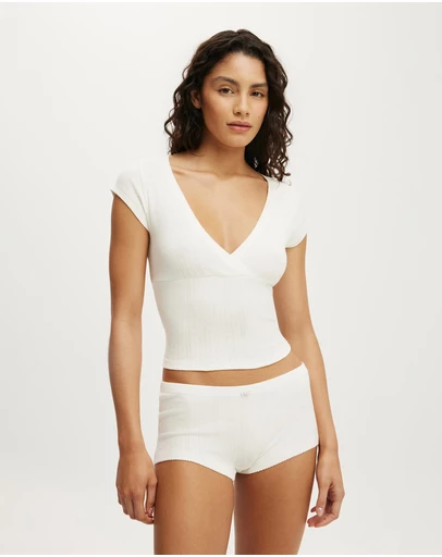 Cotton On Body - Dreamy Soft Pointelle Cross Over Tee