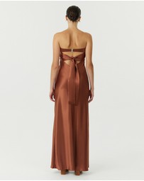 Third Form - Satin Tie Back Strapless Maxi Dress