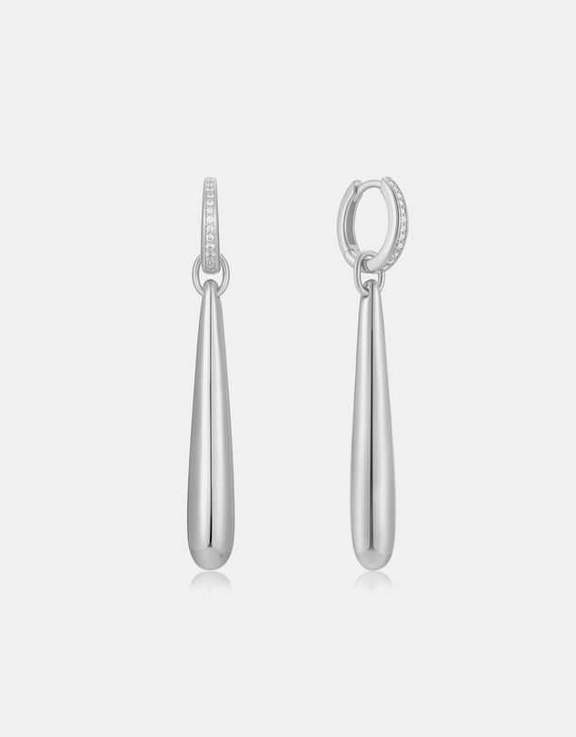 Ania Haie - Ania Haie Silver Long Water Droplet Drop Earrings