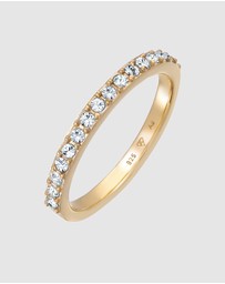 Elli Jewelry - Ring Band Memoire Elegant with Crystals in 925 Sterling Silver Gold Plated