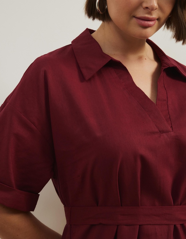 Atmos&Here Curvy - Britt Linen Blend Belted Mini Dress