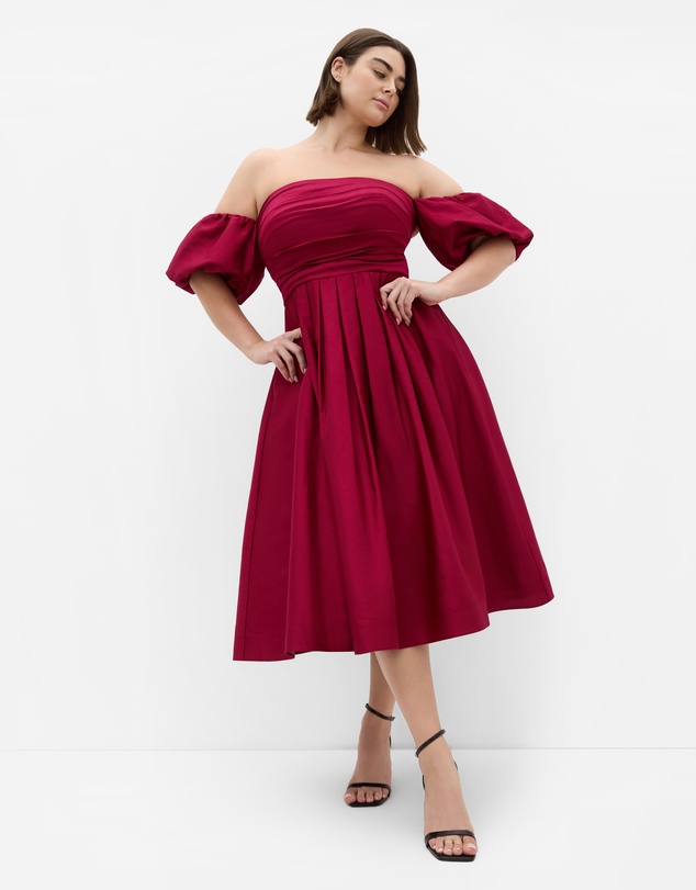 City Chic - Rosalee Puff Sleeve Midi Dress