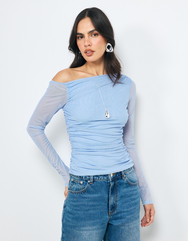 AERE - Chloe Off Shoulder Mesh Top