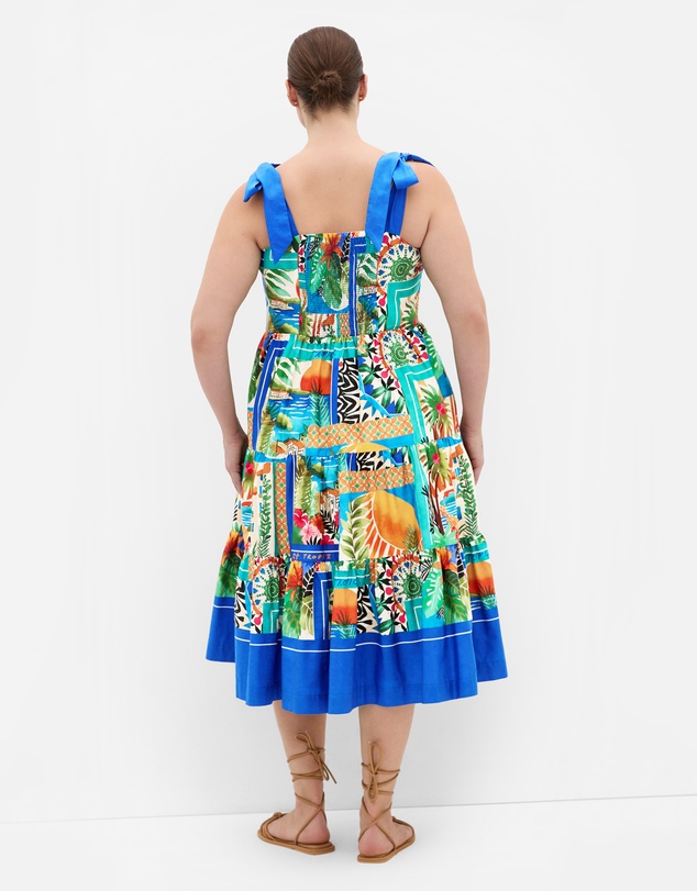 City Chic - Plus size Holiday Tuscan Print Midi Dress - blue