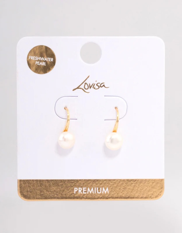 Lovisa - Gold Plated Freshwater Pearl Small Hook Drop Earrings