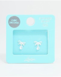 Lovisa - Sterling Silver Cubic Zirconia Bow & Drop Stud Earrings