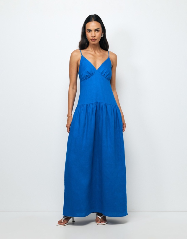 AERE - Bree V Neck Linen Maxi Dress