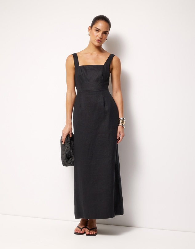 AERE - Kaili Linen Square Neck Maxi Dress